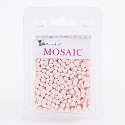 Floral White Glass Mosaic Tiles Cabochons, for Crafts Art, Imitation Jade, Square, Floral White, 4.8x4.8x3.5mm, about 200g/box