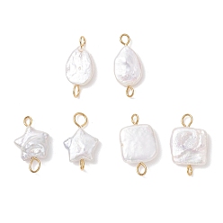 Золотой 3 шт 3 стили натуральный жемчуг Кеши соединительные подвески, с 304 двойными петлями из нержавеющей стали, квадратная звезда-слеза, кремово-белые, золотые, 17.5~19.5x8.5~11.5x2.5~5.5 мм, отверстия : 2 mm и 2.3~3.2 мм, 1 шт / стиль
