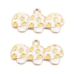 Золотистый Подвески из сплава с эмалью на тему осени, золотой свет, гриб, золотые, 12.5x25x2 мм, отверстие : 1.6 мм