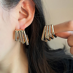 Rectangle Серьги железа, золотые, прямоугольные, 23.6x18.9 мм