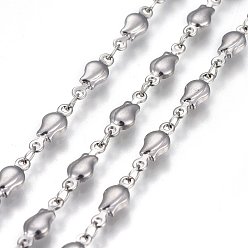 Stainless Steel Color Tarnish Resistant 304 Stainless Steel Link Chains, Soldered, Flower, Stainless Steel Color, 11x4x2mm