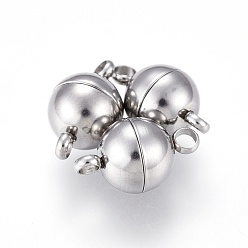 Нержавеющая Сталь Цвет Устойчивы к потускнению 201 магнитные застежки из нержавеющей стали с петлями, круглые, цвет нержавеющей стали, 13.5x8x8 мм, отверстие : 2 мм