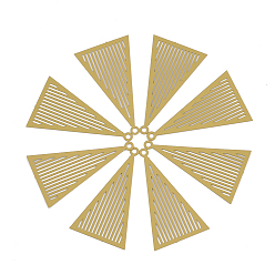 (932FM) Темно-синий аква-матовый с подкладкой 430 из нержавеющей стали филигранные подвески, окрашеные, гравированные металлические украшения, треугольные, темно-золотистые, 35x20x0.5 мм, отверстие : 1.5 мм