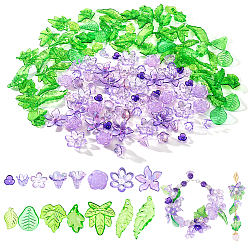 (52) Непрозрачная лаванда Наборы для изготовления ювелирных изделий своими руками, в том числе пластиковые бусины, Прозрачные акриловые бусины, разнообразные, разноцветные, 11.5~41x10~24x1.5~7.5 мм, отверстие : 1.2~2 мм