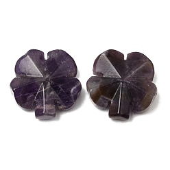 Amethyst Natural Amethyst Carved Clover Display Decorration, for Home Office Desk Decoration, 27~27.5x27.5~28x7~8mm