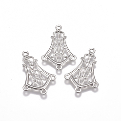 Stainless Steel Color Tarnish Resistant 304 Stainless Steel Chandelier Component Links, Stainless Steel Color, 20x13.5x0.7mm, Hole: 1mm