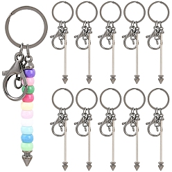 Черный Цвет Металла 10 шт. брелок из сплава с бусинами для изготовления ювелирных изделий своими руками, С застежками из омаров сплава и железным кольцом, пуля, металлический черный , 11.5 см