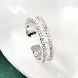 Платина Манжеты из латуни с микро паве кубический цирконий для женщин, стойки покрытие, долговечный, без свинца и без кадмия, платина, 5 мм, внутренний диаметр: 17.2 мм