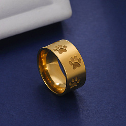 Золотой Кольца из нержавеющей стали с принтом когтей, украшения для унисекс, золотые, 10 мм, размер США 12 (21.4 мм)
