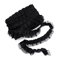 Черный 2 -слойные плиссированные атласные ленты из органзы., чёрные, 1-5/8 дюйм (40 мм), 21.8 ярдов / карта