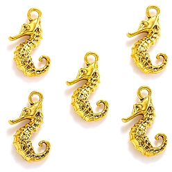 Античное Золото Подвески из сплава , морской конек, античное золото , 22x14 мм, отверстие : 2 мм