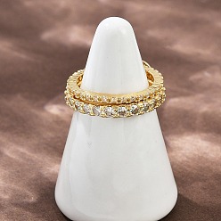 Настоящее золото 18K Женские кольца-пальцы с микропаве из кубических цирконий из латуни, реальный 18 k позолоченный, 5 мм, размер США 8 1/2 (18.5 мм)