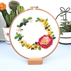 Colorful Flower Pattern Embroidery Kits, Including Embroidery Cloth & Thread, Needle, Instruction Sheet, Colorful, 220x150mm