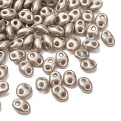 Бледно-Золотистый 10g непрозрачные цветные стеклянные бусины, 2-луночное, овальные, бледно золотарник, 5.5x4x2.5 мм, отверстие : 1 мм