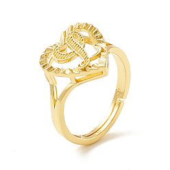 Letter L Регулируемые кольца с алфавитом из настоящей позолоченной латуни 18k, сердце с начальным кольцом обещания для женщин, без кадмия и без свинца, letter.l, размер США 5 1/4 (15.9 мм)