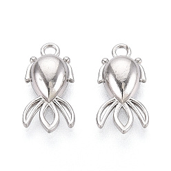 Нержавеющая Сталь Цвет 304 прелести нержавеющей стали, анти-тускнение, талисман золотой рыбки, цвет нержавеющей стали, 13x7x3 мм, отверстие : 1.4 мм