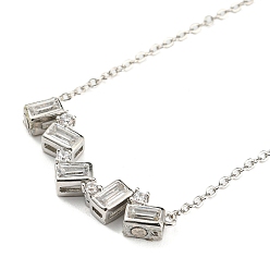 Платина Магнитное складное ожерелье с подвеской в виде кубического циркония, с медными цепями, платина, 16.73~17.17 дюйм (42.5~43.6 см)