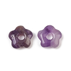Amethyst Natural Amethyst Pendants, Flower Charms, 14.5~15x15.5x5~5.5mm, Hole: 4mm
