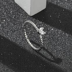 Платина Кольца-манжеты с прозрачным кубическим цирконием в форме сердца, украшения из латуни для женщин, долговечный, стойки покрытие, без свинца и без кадмия, платина, размер США 6 (16.5 мм)