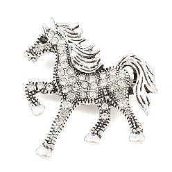 Античное Серебро Броши-булавки из сплава со стразами, лошадь, лошадь, кристалл, античное серебро, 38x36.5 мм