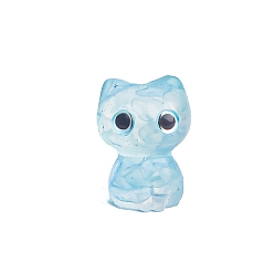 Аквамарин Украшение для дисплея кошки из смолы, с натуральными кусочками аквамарина внутри статуэток для украшения домашнего офиса, 25x22x34 мм