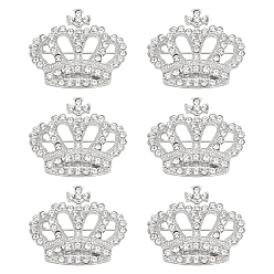 Платина 6 шт. брошь-корона с кристаллами и стразами, значок из сплава для рюкзака, платина, 30.5x35x9.5 мм, контактный: 0.8