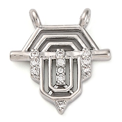 Прозрачный Латунные микро проложить кубического циркония подвески, без кадмия и без свинца, прозрачные, 16.5x15x2 мм, отверстие : 1.2 мм