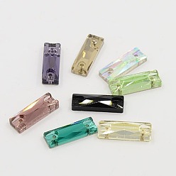 (52) Непрозрачная лаванда Шить на горный хрусталь, стекло горный хрусталь, два отверстия, аксессуары для одежды, граненые, прямоугольные, разноцветные, 21x7x4 мм, отверстие : 1 мм