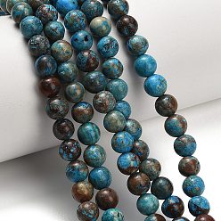 Chrysocolla Natural Chrysocolla Beads Strands, Smooth Round, Dyed & Heated, 6.5~7mm, Hole: 0.7~0.8mm, about 57pcs/strand, 14.96 inch(38cm)