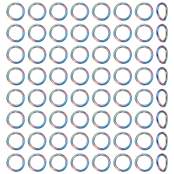 Rainbow Color 80 шт. 304 открытые соединительные кольца из нержавеющей стали, круглые кольца, Радуга цветов, 18 датчик, 10x1 мм, внутренний диаметр: 7 мм