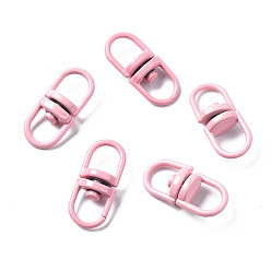 Pink Spray Painted Eco-Friendly Alloy Double Eye Swivel Clasps, Swivel Snap Hook, Key Clasp Connectors, Cadmium Free & Nickel Free & Lead Free, Pink, 19x9x6mm, Hole: 5X5.5mm