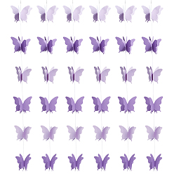 Purple 6 Bags Paper Butterfly Hanging Banners, for Party Decoration, Purple, 3000mm