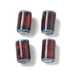 Темно-Красный Фарфоровые бусины ручной работы, колонка, фантазии античного стекла фарфора, темно-красный, 10~11x6.5~7 мм, отверстие : 2~2.2 мм