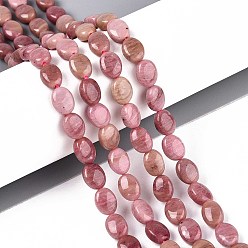 Родонит Природные родонит бисер нитей, Плоско-овальные, 8x6x4 мм, отверстие : 0.8 мм, около 48~49 шт / нитка, 14.88~15.16'' (37.8~38.5 см)
