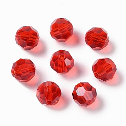 Red Imitation Austrian Crystal Beads, Grade AAA, K9 Glass, Faceted(32 Facets), Round, Red, 8mm, Hole: 0.9~1.4mm