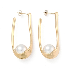 Золотой Ионное покрытие (ip) 304 серьги-гвоздики из нержавеющей стали, с пластиковым, украшения для женщин, золотые, 48.5x10.5 мм