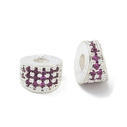 Средний Фиолетовый Латунные микро проложить кубических циркония шарики прокладки, долговечный, серебряные, колонка, средне фиолетовый, 8x6 мм, отверстие : 2.8 мм