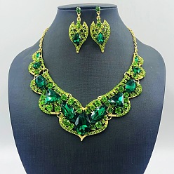 Морско-зеленый Комплекты ювелирных изделий из сплава синтетического кварца, включают серьги и ожерелья, сердце, цвета морской волны, 430 мм