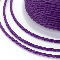 Purple Round Waxed Polyester Cord, Taiwan Waxed Cord, Twisted Cord, Purple, 1mm, about 12.02 yards(11m)/roll