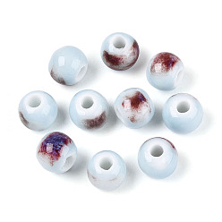 Алиса Синий Фарфоровые бусины ручной работы, рондель, фантазии античного стекла фарфора, Алиса Блю, 8.2~9x7~7.5 мм, отверстие : 2.5~3 мм