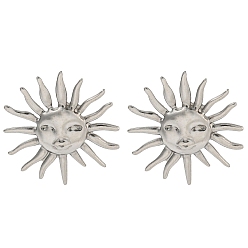 Нержавеющая Сталь Цвет Не тускнеют 304 серьги-гвоздики из нержавеющей стали, солнце, цвет нержавеющей стали, 22.5x20.5 мм