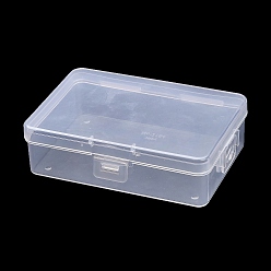 Прозрачный Прозрачные пластиковые ящики для хранения, прямоугольные контейнеры для бисера с откидной крышкой, прозрачные, 14.5x11x3.3 см, Внутренний диаметр: 14x10.5 cm