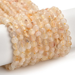 Желтый Кварц Природный желтый кварц нитей бисера, граненые, круглые, 4 мм, отверстие : 0.7~0.8 мм, около 100~101 шт / нитка, 15.35~15.55 дюйм (39~39.5 см)