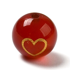 Carnelian Natural Carnelian Beads, Round with Gole Color Heart, 8.5x8mm, Hole: 1mm