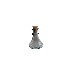 Silver Miniature Glass Empty Wishing Bottles, with Cork Stopper, Micro Landscape Garden Dollhouse Accessories, Photography Props Decorations, Silver, 22x27mm