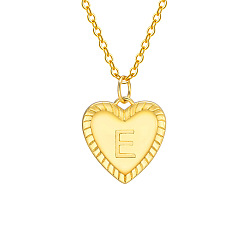 Letter E Золотистый тон латунный кабель цепочка буква сердце кулон ожерелья для женщин, Письмо E, 15.75 дюйм (40 см)