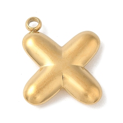 Letter X 304 начальные подвески из нержавеющей стали, ионное покрытие (ip), реальный 18 k позолоченный, Письмо X, 16~18x6~18x3 мм, отверстие : 1.8 мм