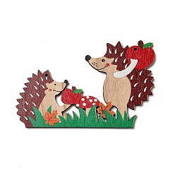 Hedgehog Большие подвески из дерева с односторонним принтом, Осенние прелести, еж, 113x175x5 мм, отверстие : 4 мм