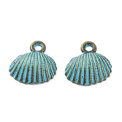 Shell Shape Подвески из сплава, античная бронза и синяя патина, формы раковины, 18x17x5.5 мм, отверстие : 2.3 мм