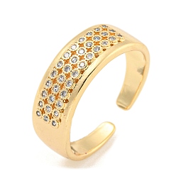 Настоящее золото 16K Открытое кольцо-манжета из прозрачного кубического циркония, латунные кольца на палец для женщин, без кадмия и без свинца, реальный 16 k позолоченный, 7 мм